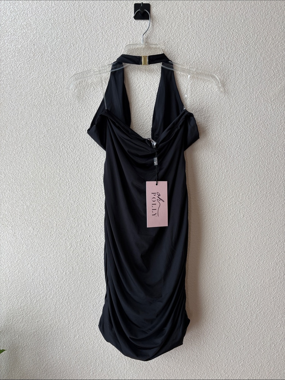 Oh Polly Black Plunge Halter Bodycon Mini Dress - Picture 10 of 11